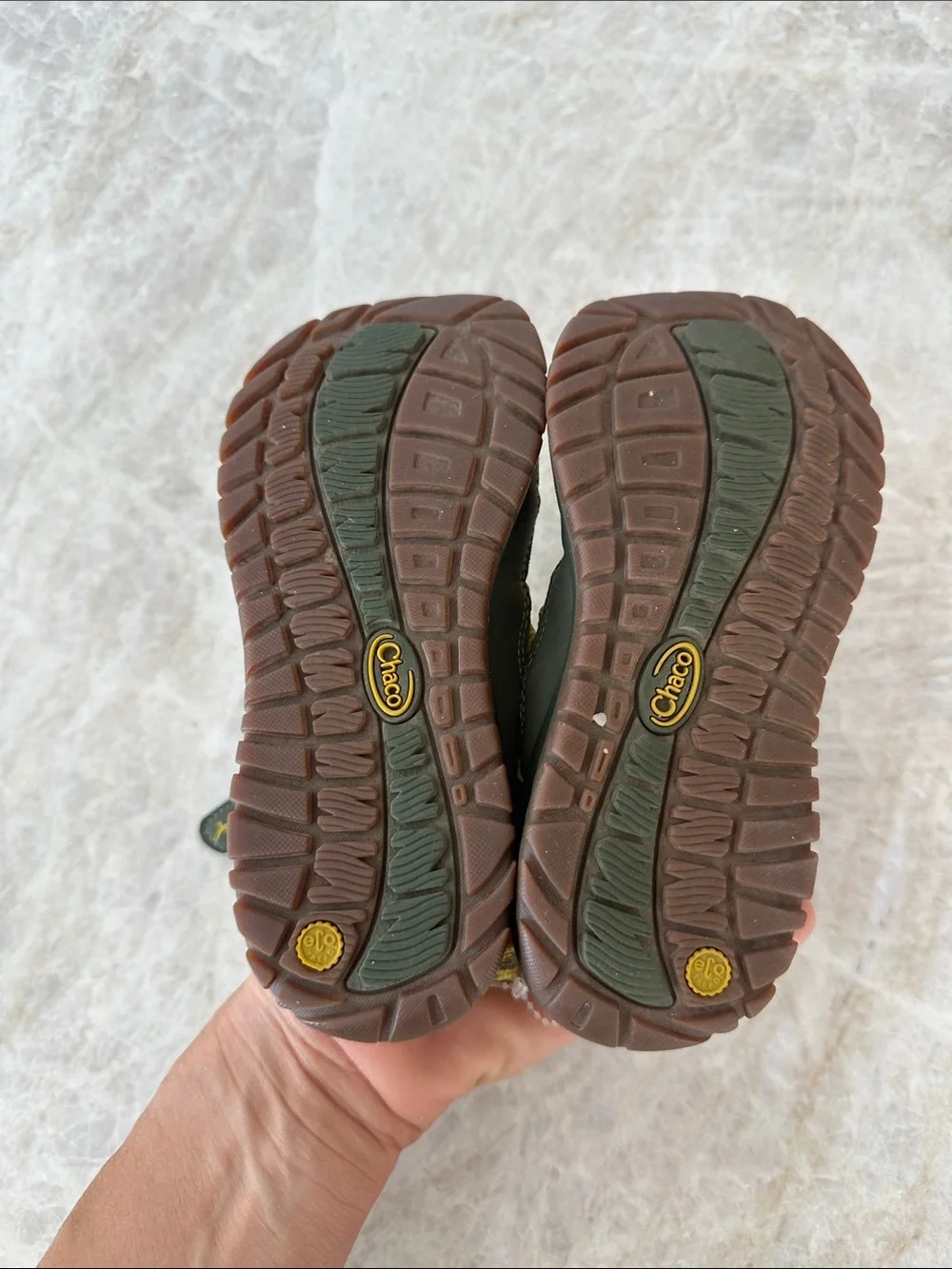 Chaco Kids Olive Green and Yellow Outdoor Sneakers 11/12